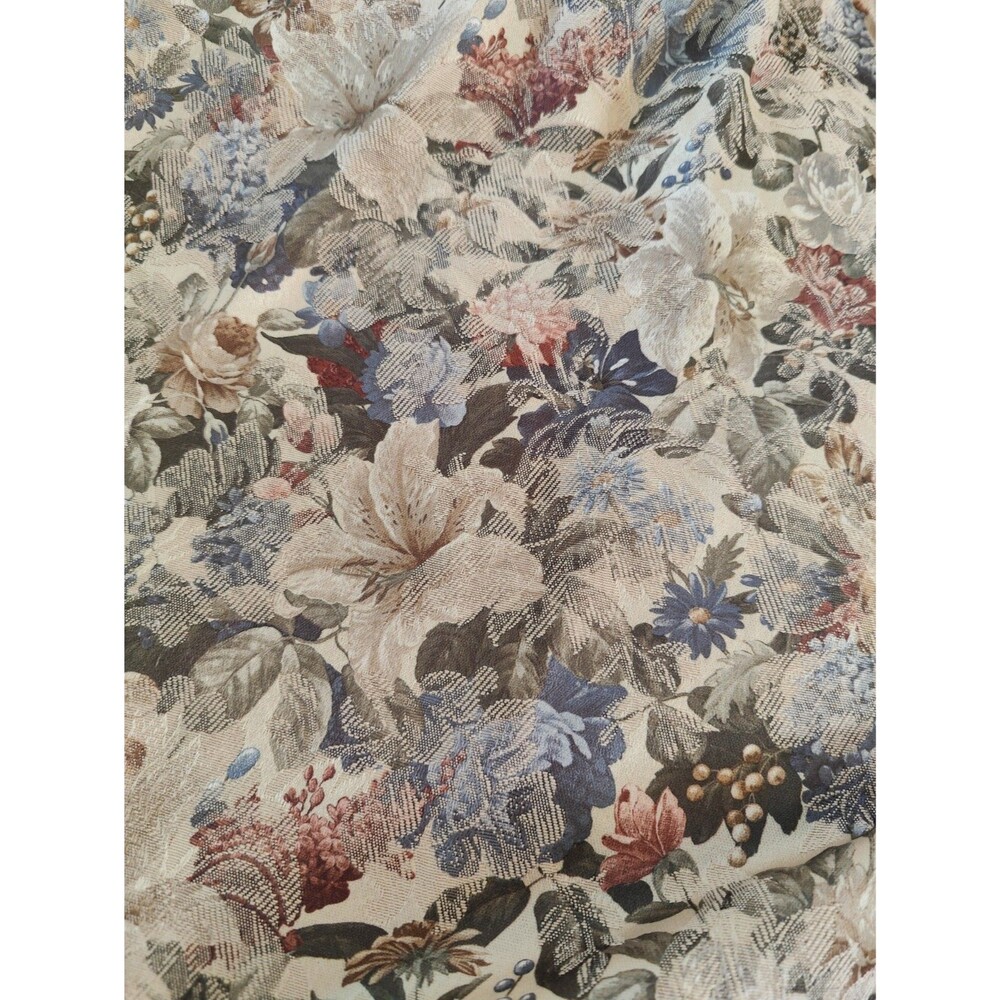 VTG Cottage JC Penney Pinch Pleat Floral Drape Heavy Curtain 65x85"